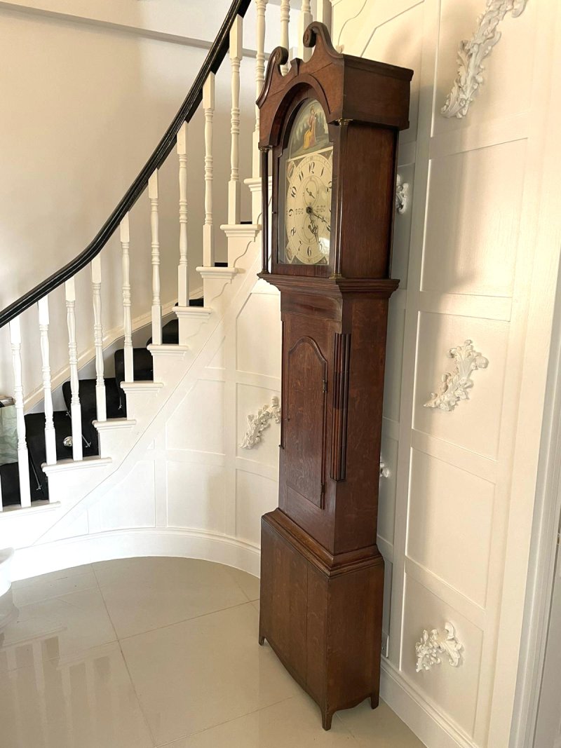 Antique Oak and Mahogany Grandfather Clock by W Prior, Skipton - Image 2